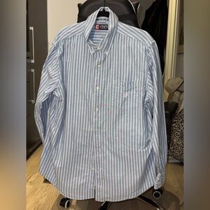 Chaps Blue Striped Button-Down Shirt – Men’s XL – 100% Cotton